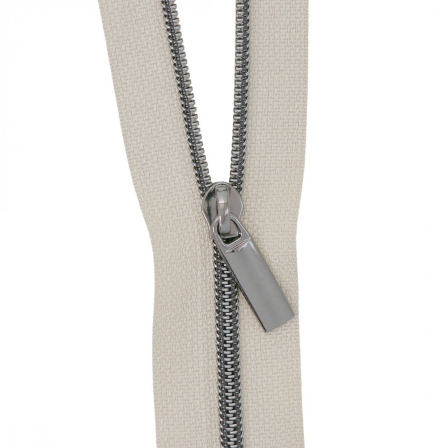 Grey #5 Nylon Gunmetal Coil Zippers: 3 Yards with 9 Pulls