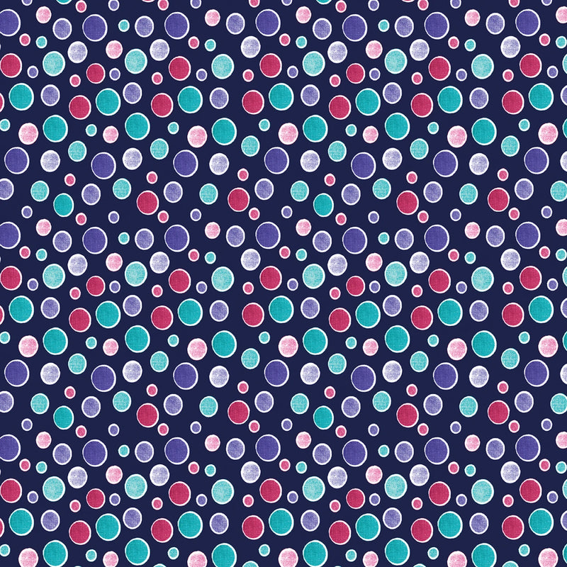 Sunshine Cats - Navy Happy Dots