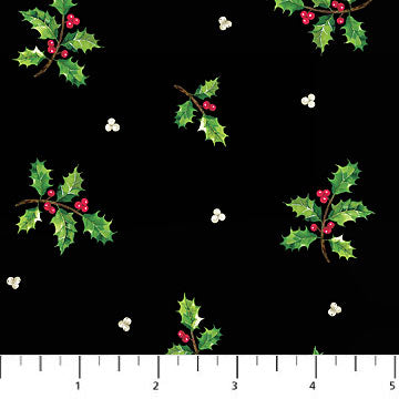 Cardinal Christmas - Black Multi Holly Toss