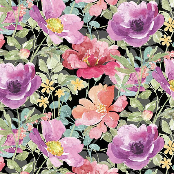 Meadow Melody - Black Blossoms All Over