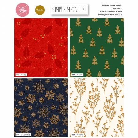 Simple Metallic Christmas 4 Piece Fat Quarter Bundle