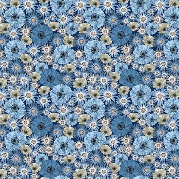 Blue And Marble - Blue Packed Daisies