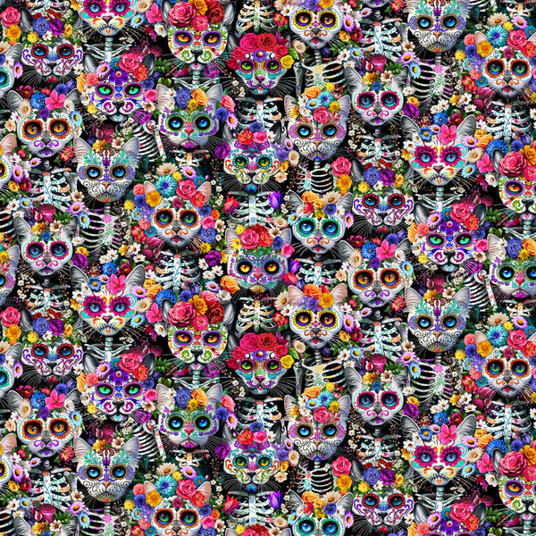 Day Of The Dead - Multi Packed Cat And Florals