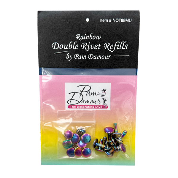 Medium Rainbow Double Cap Rivets - Package of 10 Sets