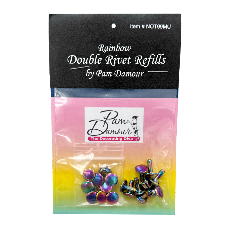 Medium Rainbow Double Cap Rivets - Package of 10 Sets