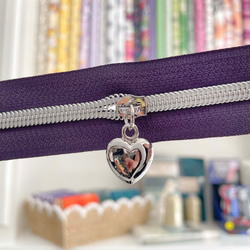 #5 Zipper Pull - Silver Heart