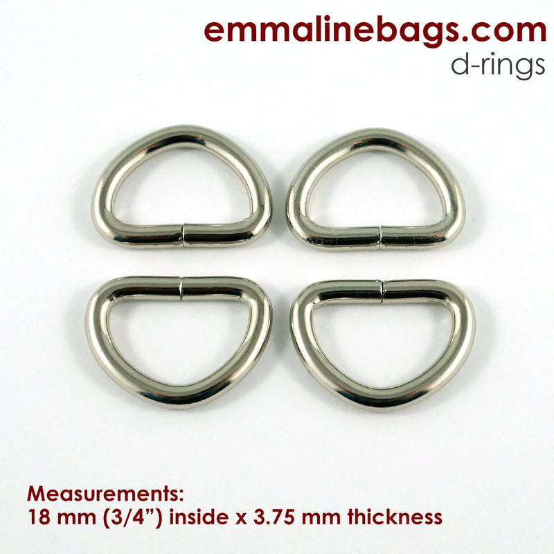 3/4" Silver D-Rings - Package of 4