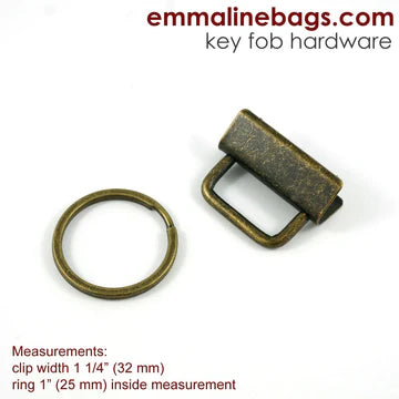 Emmaline Key Fob Hardware - Antique Brass 5 Pack