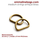 Emmaline D-Rings 1" Antique Brass - Pack of 4